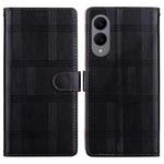 For Samsung Galaxy S25 Edge 5G Embossed Checkered Leather Phone Case(Black)