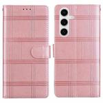 For Samsung Galaxy S23 5G Embossed Checkered Leather Phone Case(Pink)