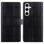 For Samsung Galaxy S23 5G Embossed Checkered Leather Phone Case(Black)