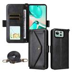 For Asus Zenfone 12 Ultra Multi-card Slots Crossbody Cowhide Leather Phone Case(Black)