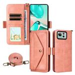 For Asus Zenfone 12 Ultra Multi-card Slots Crossbody Cowhide Leather Phone Case(Pink)