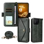 For Asus ROG Phone 8 / 8 Pro Multi-card Slots Crossbody Cowhide Leather Phone Case(Green)