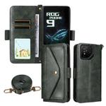 For Asus ROG Phone 9 / 9 Pro Multi-card Slots Crossbody Cowhide Leather Phone Case(Green)