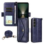 For Sony Xperia 1 VI Multi-card Slots Crossbody Cowhide Leather Phone Case(Blue)