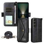 For Sony Xperia 1 VI Multi-card Slots Crossbody Cowhide Leather Phone Case(Black)
