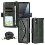 For Sony Xperia 10 VI Multi-card Slots Crossbody Cowhide Leather Phone Case(Green)