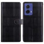 For Motorola Moto G85 5G Embossed Checkered Leather Phone Case(Black)