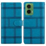 For Motorola Moto G35 Embossed Checkered Leather Phone Case(Blue)