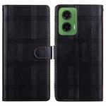 For Motorola Moto G35 Embossed Checkered Leather Phone Case(Black)