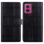 For Motorola Moto G55 Embossed Checkered Leather Phone Case(Black)