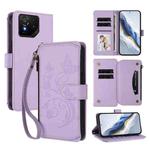 For ASUS ROG Phone 9 / 9 Pro Butterfly Love Flower Multi-card Zipper Wallet Leather Phone Case(Light Purple)