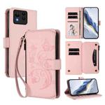 For ASUS Zenfone 11 Ultra Butterfly Love Flower Multi-card Zipper Wallet Leather Phone Case(Pink)