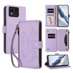 For ASUS Zenfone 11 Ultra Butterfly Love Flower Multi-card Zipper Wallet Leather Phone Case(Light Purple)