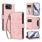 For ASUS Zenfone 12 Ultra Butterfly Love Flower Multi-card Zipper Wallet Leather Phone Case(Pink)