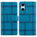 For Sony Xperia 10 VI Embossed Checkered Leather Phone Case(Blue)
