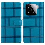 For Xiaomi 15 Embossed Checkered Leather Phone Case(Blue)