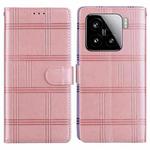 For Xiaomi 15 Embossed Checkered Leather Phone Case(Pink)