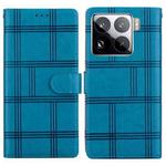For Xiaomi 15 Pro Embossed Checkered Leather Phone Case(Blue)