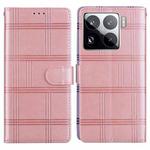 For Xiaomi 15 Pro Embossed Checkered Leather Phone Case(Pink)