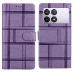 For Redmi K70E / Poco X6 Pro Embossed Checkered Leather Phone Case(Purple)