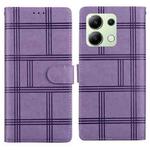 For Redmi Note 13 4G Embossed Checkered Leather Phone Case(Purple)