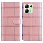 For Redmi Note 13 4G Embossed Checkered Leather Phone Case(Pink)