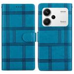 For Redmi Note 13 Pro+ Embossed Checkered Leather Phone Case(Blue)