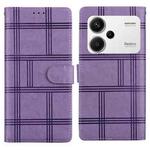 For Redmi Note 13 Pro+ Embossed Checkered Leather Phone Case(Purple)