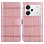 For Redmi Note 13 Pro+ Embossed Checkered Leather Phone Case(Pink)