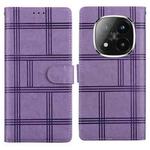 For Redmi Note 14 Pro+ 5G / Poco X7 5G Embossed Checkered Leather Phone Case(Purple)