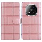 For Redmi Note 14 Pro+ 5G / Poco X7 5G Embossed Checkered Leather Phone Case(Pink)