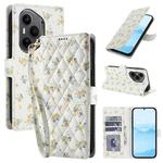 For Honor 400 Pro Global 160.8mm Flower Pattern Buckle Leather Phone Case with Lanyard(Yellow Flowers)