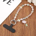 Zircon Flowers Bead Chain Phone Anti-lost Short Lanyard(Pink)