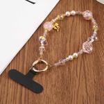 Flower Ice Bead Chain Phone Anti-lost Short Lanyard(Pink)
