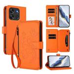 For Blackview Oscal FLAT 1C Butterfly Love Flower Multi-card Zipper Wallet Leather Phone Case(Orange)
