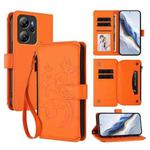 For Blackview Oscal Tiger 13 Butterfly Love Flower Multi-card Zipper Wallet Leather Phone Case(Orange)