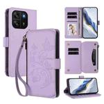 For Blackview Wave 6C Butterfly Love Flower Multi-card Zipper Wallet Leather Phone Case(Light Purple)