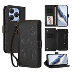 For Blackview Shark 9 5G Butterfly Love Flower Multi-card Zipper Wallet Leather Phone Case(Black)