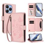 For Blackview Shark 9 5G Butterfly Love Flower Multi-card Zipper Wallet Leather Phone Case(Pink)
