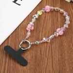 Rose Bead Chain Phone Anti-lost Short Lanyard(Pink)