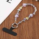 Rose Bead Chain Phone Anti-lost Short Lanyard(Blue Pink)