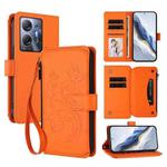 For Infinix Hot 30 5G Butterfly Love Flower Multi-card Zipper Wallet Leather Phone Case(Orange)