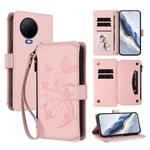For Infinix Note 12 2023 4G / 12 Pro 4G Butterfly Love Flower Multi-card Zipper Wallet Leather Phone Case(Pink)