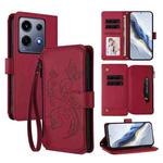 For Infinix Note 30 VIP Butterfly Love Flower Multi-card Zipper Wallet Leather Phone Case(Wine Red)