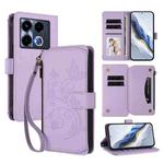 For Infinix Note 40 5G Butterfly Love Flower Multi-card Zipper Wallet Leather Phone Case(Light Purple)
