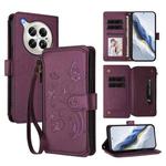 For Infinix Zero 40 4G Butterfly Love Flower Multi-card Zipper Wallet Leather Phone Case(Dark Purple)