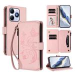 For Itel A90 4G Butterfly Love Flower Multi-card Zipper Wallet Leather Phone Case(Pink)