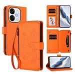 For Itel A80 4G Butterfly Love Flower Multi-card Zipper Wallet Leather Phone Case(Orange)