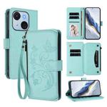 For Itel A50C Butterfly Love Flower Multi-card Zipper Wallet Leather Phone Case(Mint Green)