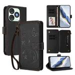 For Itel A50 Butterfly Love Flower Multi-card Zipper Wallet Leather Phone Case(Black)